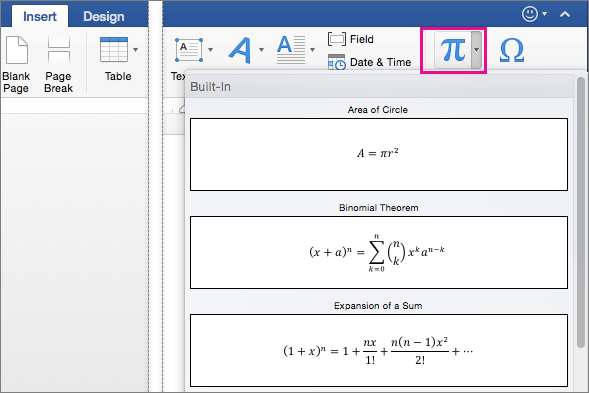 get equation for word in mac